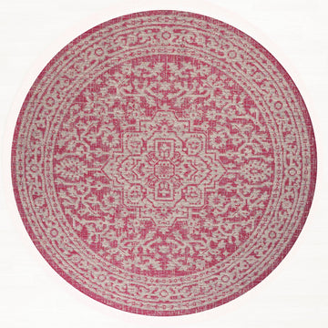 Sinjuri Medallion Textured Weave Indoor/outdoor Round Rug